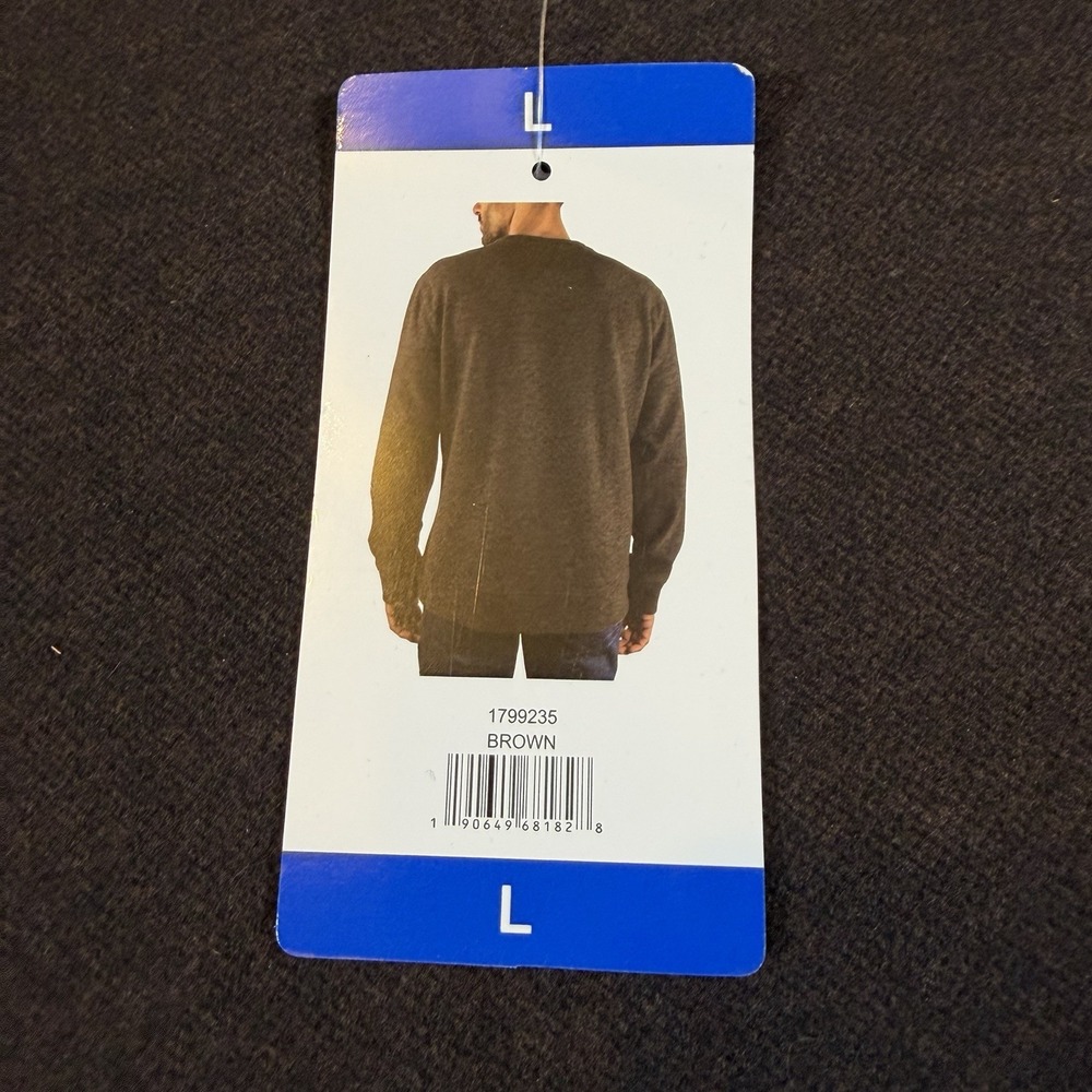 Jachs‎ New York Men's Crew Neck Long Sleeve Brown Fleece Thick Sweater Large NWT - Picture 3 of 10